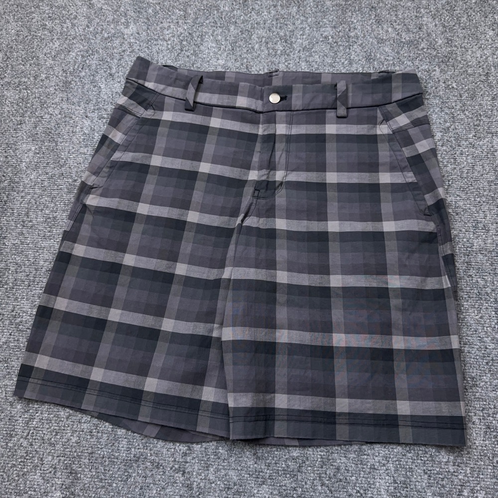 Lululemon Kahuna 2.0 Shorts Men's 36 FITS 35 Grey Plaid Check Golf Preppy 10"